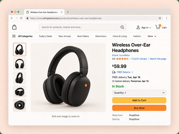 Sample product page open in Chrome